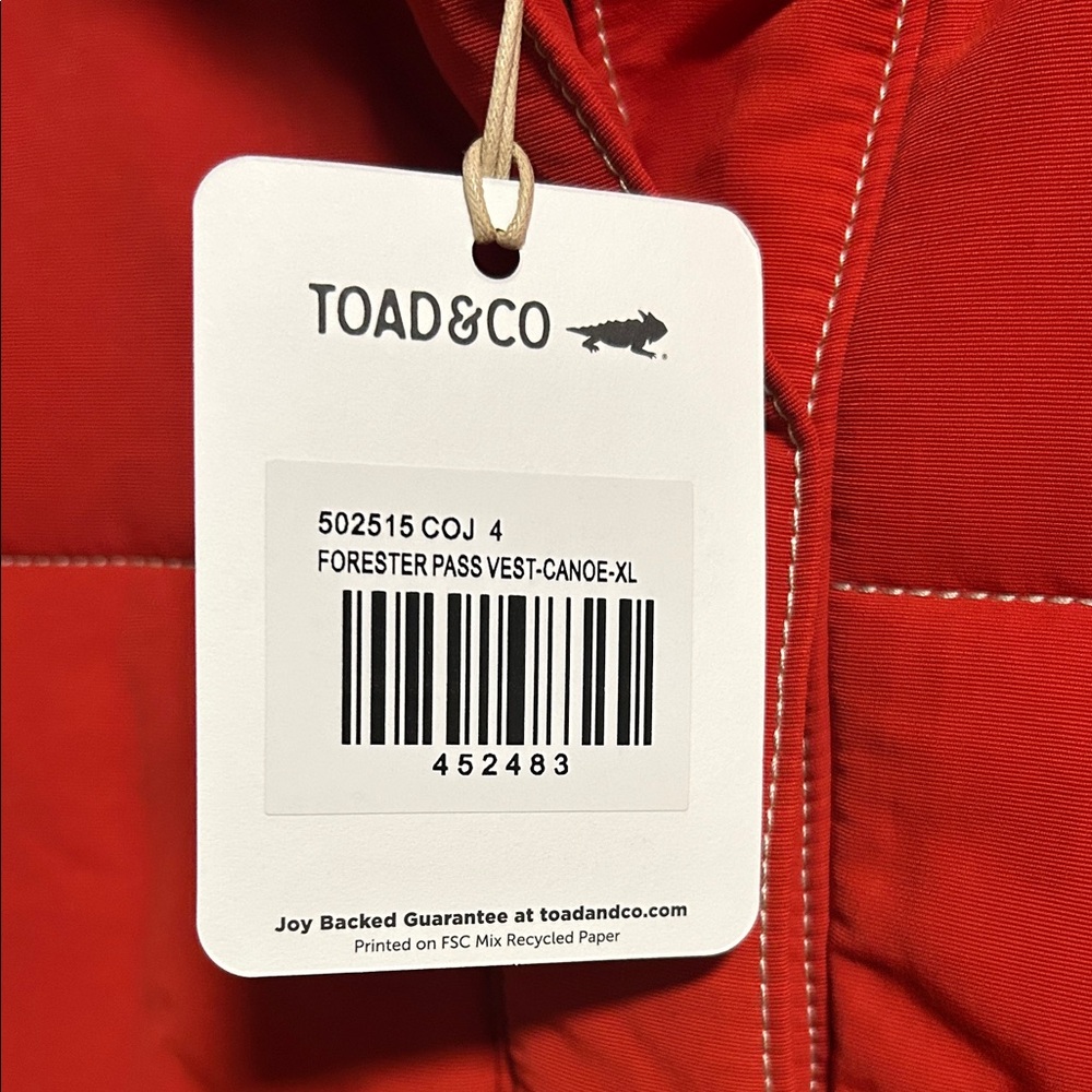 NWT* Wonen’s Toad & Co Forester Pass Vest - canoe red - XL - Picture 3 of 11